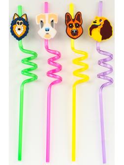 Трубочки для коктейля «Собачки», набор 4 шт.