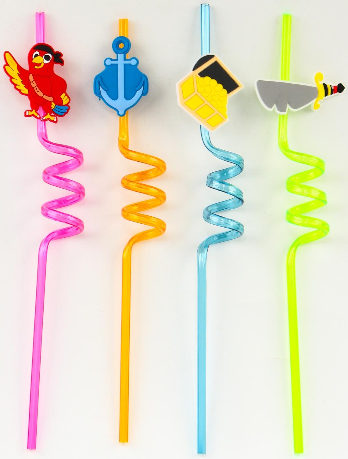 Трубочки для коктейля «Пиратская вечеринка», набор 4 шт.