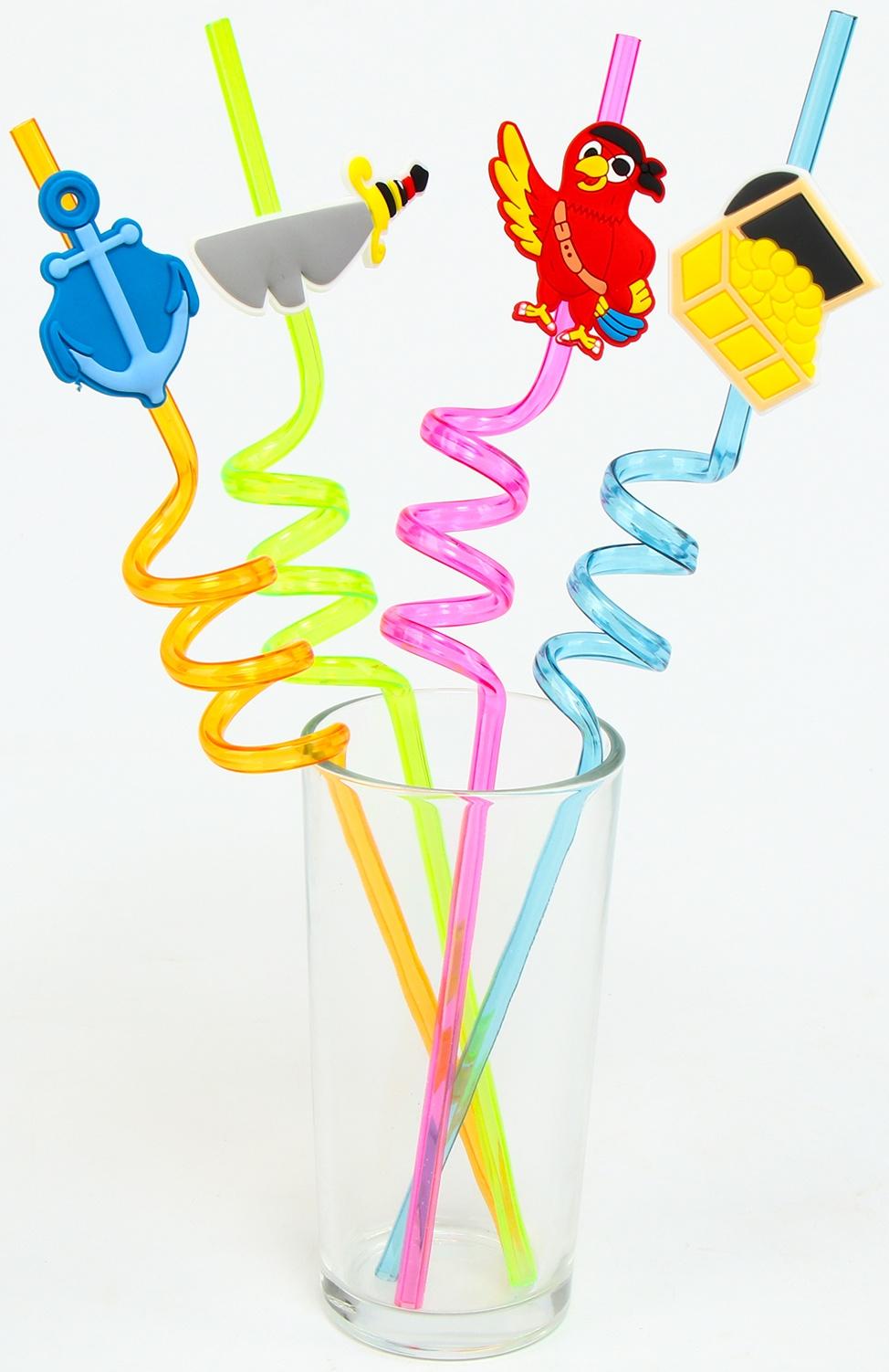 Трубочки для коктейля «Пиратская вечеринка», набор 4 шт.