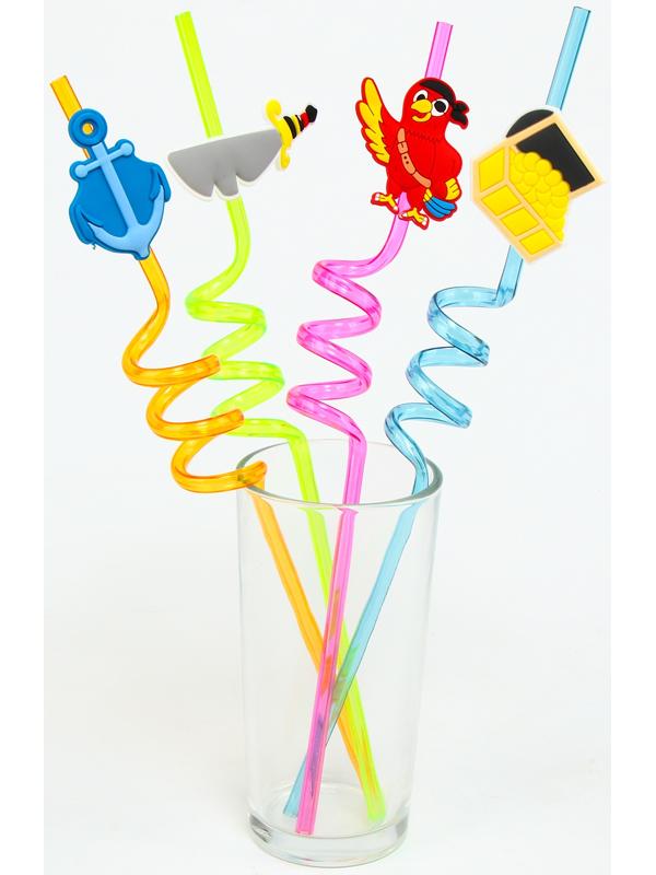 Трубочки для коктейля «Пиратская вечеринка», набор 4 шт.