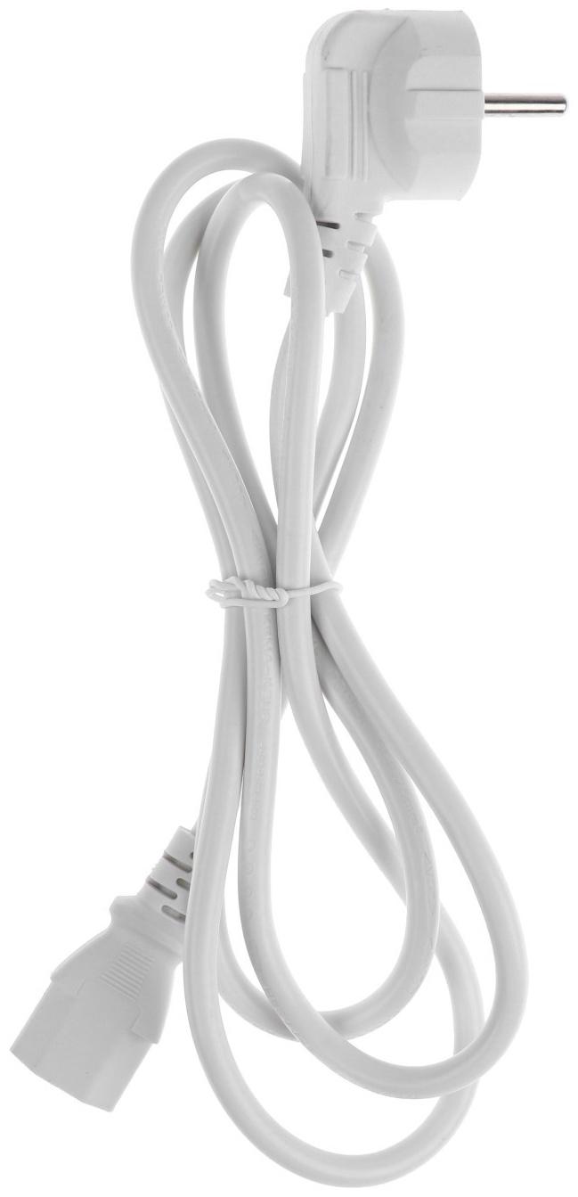 Кабель питания LuazON KDGN-005, Schuko - C13, 10 А, 1.5 м, 3-х жильный, белый