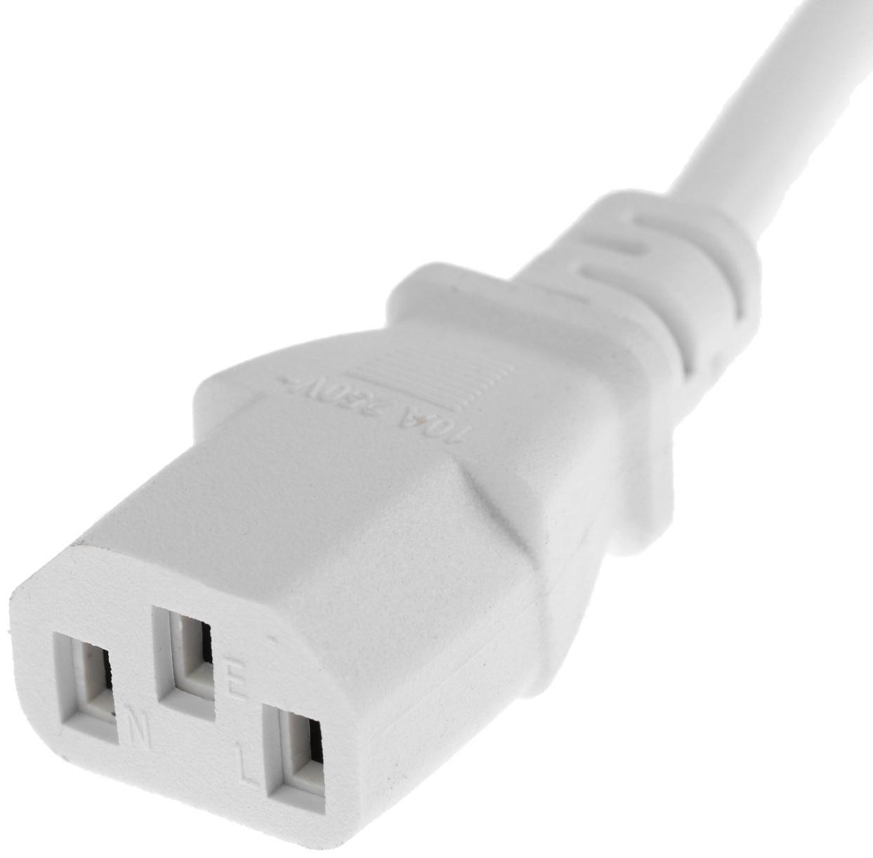 Кабель питания LuazON KDGN-005, Schuko - C13, 10 А, 1.5 м, 3-х жильный, белый