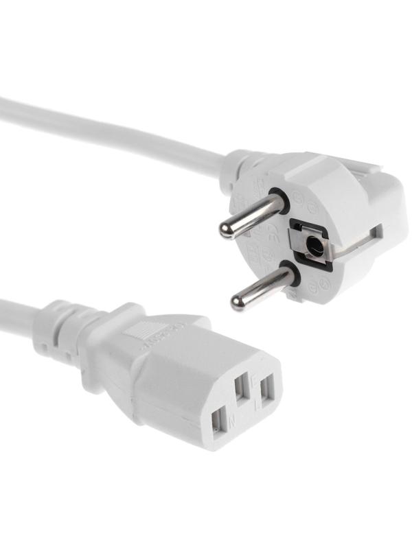 Кабель питания LuazON KDGN-005, Schuko - C13, 10 А, 1.5 м, 3-х жильный, белый