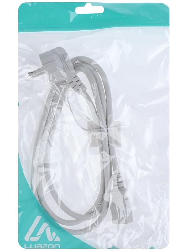 Кабель питания LuazON KDGN-005, Schuko - C13, 10 А, 1.5 м, 3-х жильный, белый
