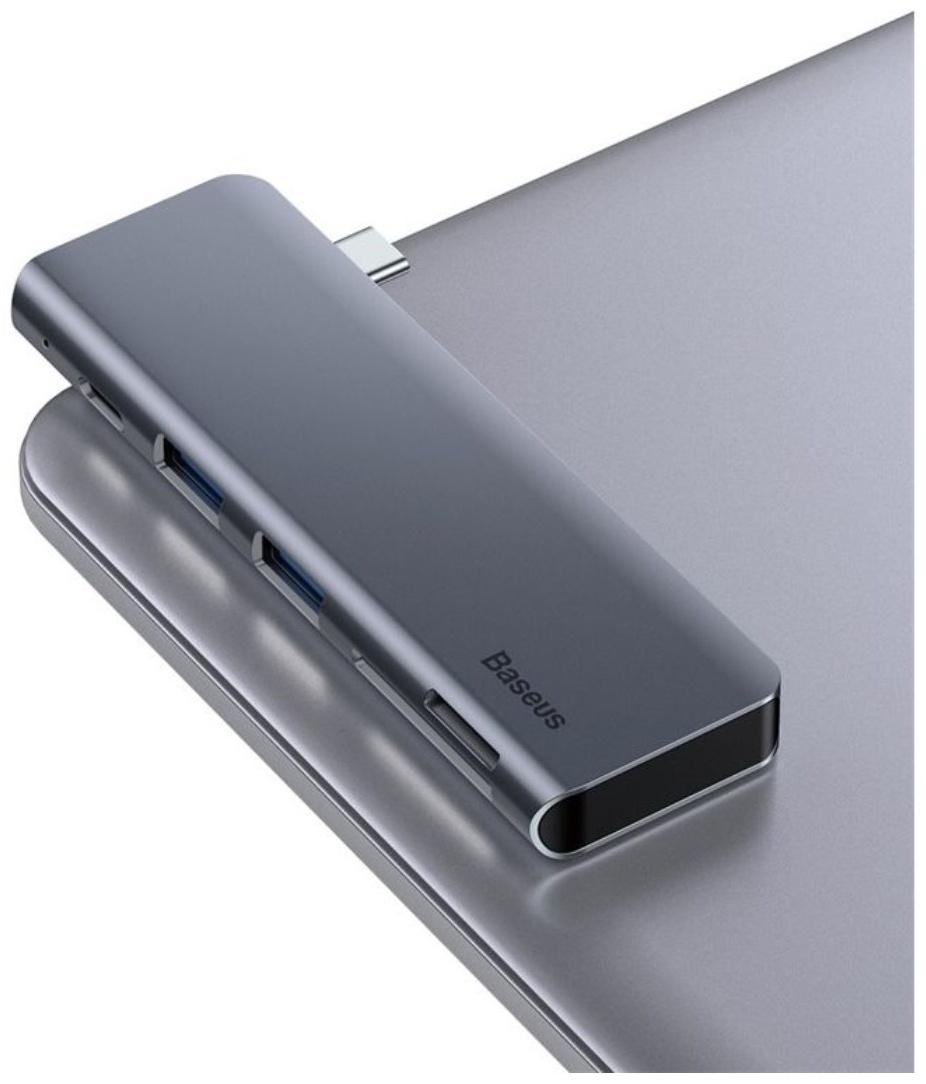 Адаптер-разветвитель (HUB) Baseus UCN3266, Type-C - 2xUSB3.0 + HDMI + PD + TF/SD, серый