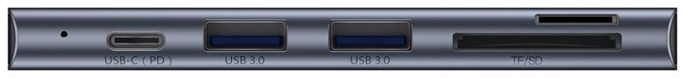 Адаптер-разветвитель (HUB) Baseus UCN3266, Type-C - 2xUSB3.0 + HDMI + PD + TF/SD, серый