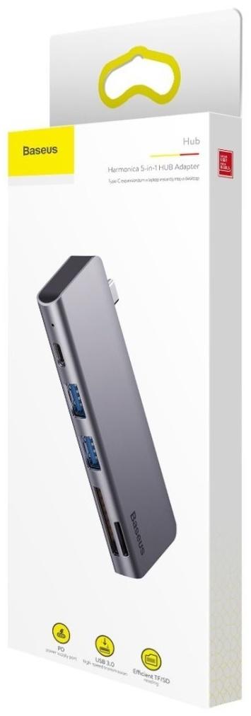 Адаптер-разветвитель (HUB) Baseus UCN3266, Type-C - 2xUSB3.0 + HDMI + PD + TF/SD, серый