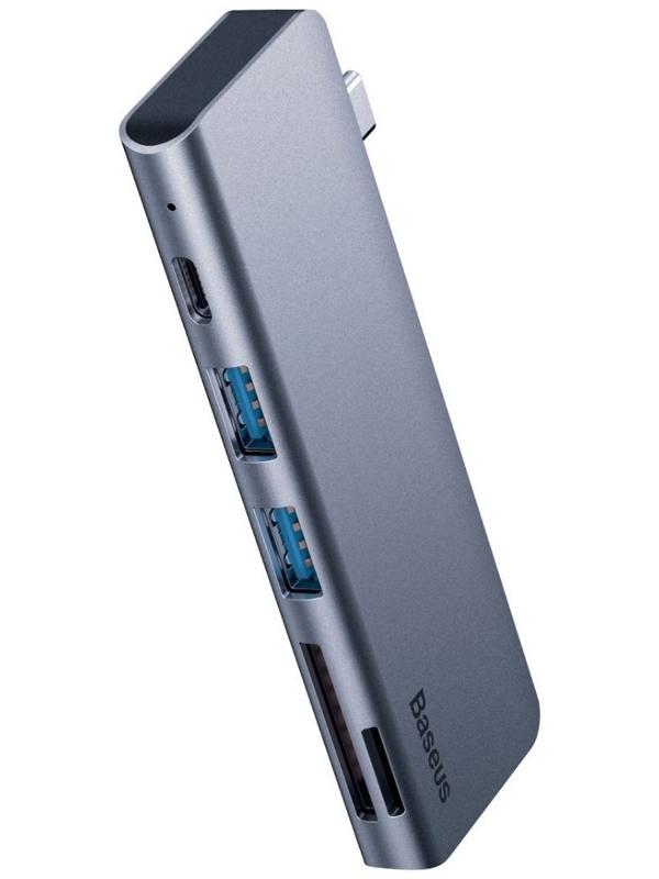 Адаптер-разветвитель (HUB) Baseus UCN3266, Type-C - 2xUSB3.0 + HDMI + PD + TF/SD, серый