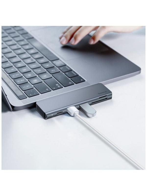 Адаптер-разветвитель (HUB) Baseus UCN3266, Type-C - 2xUSB3.0 + HDMI + PD + TF/SD, серый