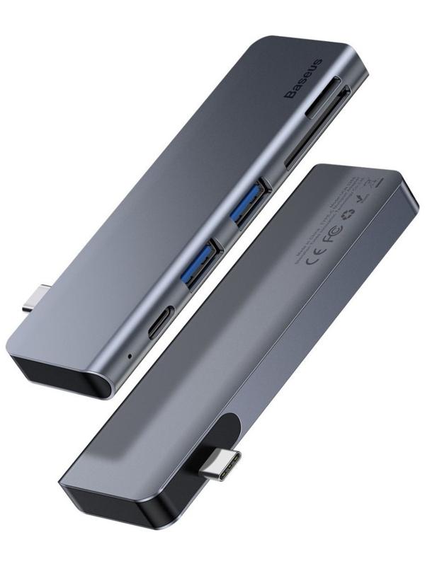 Адаптер-разветвитель (HUB) Baseus UCN3266, Type-C - 2xUSB3.0 + HDMI + PD + TF/SD, серый