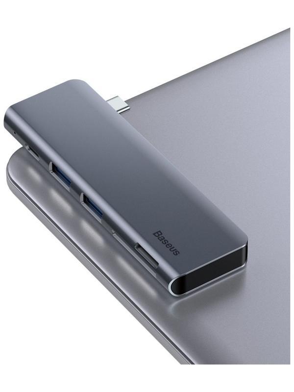 Адаптер-разветвитель (HUB) Baseus UCN3266, Type-C - 2xUSB3.0 + HDMI + PD + TF/SD, серый