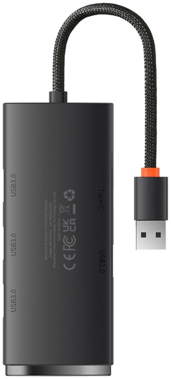 Адаптер-разветвитель (HUB) Baseus, USB - 4хUSB 3.0, 0.25 см, чёрный