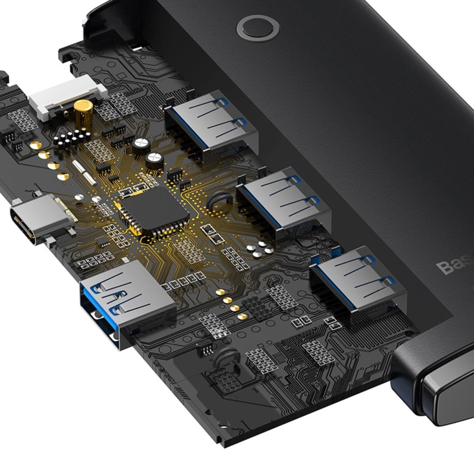 Адаптер-разветвитель (HUB) Baseus, USB - 4хUSB 3.0, 0.25 см, чёрный
