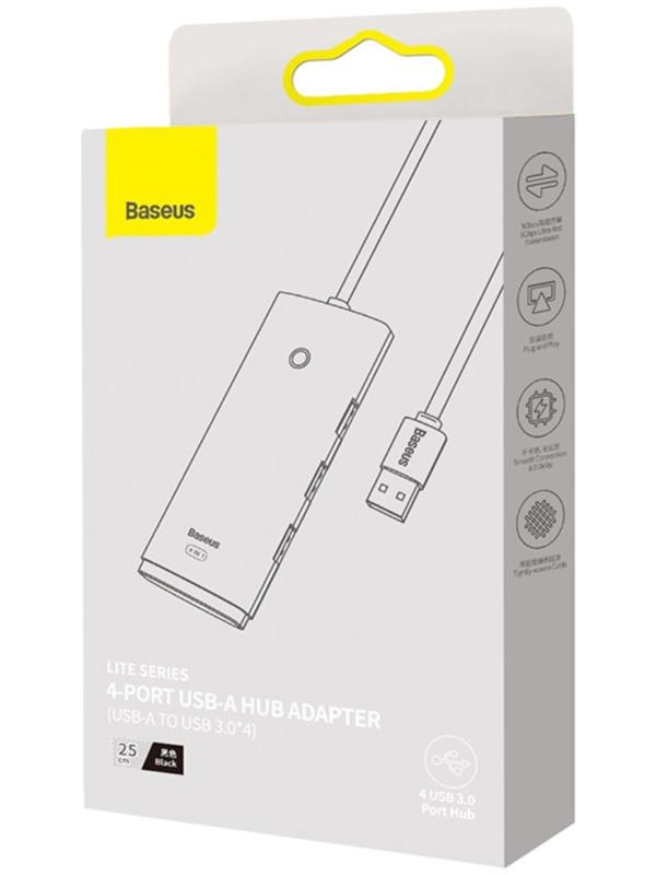 Адаптер-разветвитель (HUB) Baseus, USB - 4хUSB 3.0, 0.25 см, чёрный