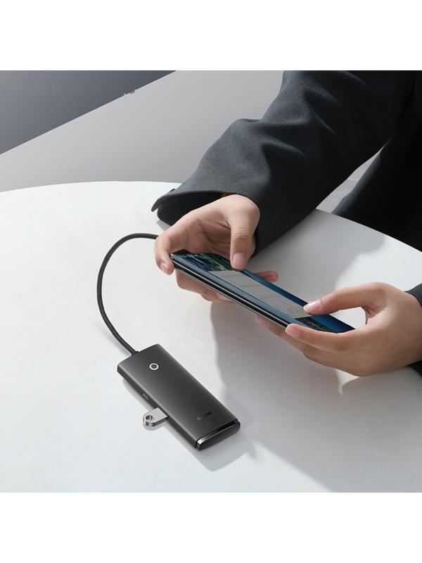 Адаптер-разветвитель (HUB) Baseus, Type-C - 4хUSB 3.0, 0.25 см, чёрный