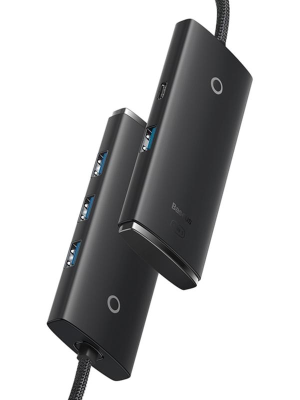 Адаптер-разветвитель (HUB) Baseus, Type-C - 4хUSB 3.0, 0.25 см, чёрный