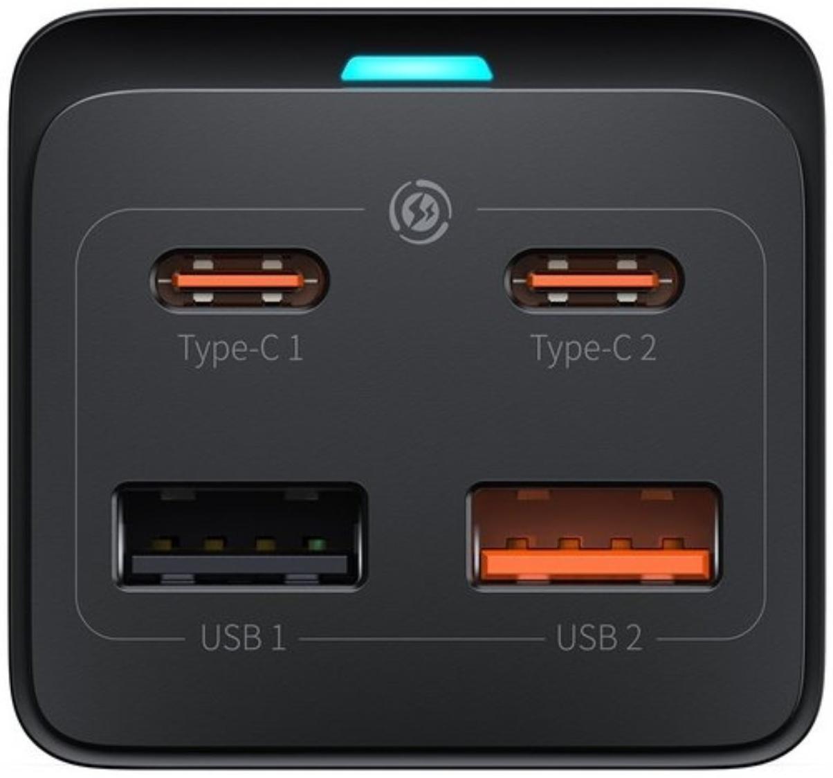 Зарядная станция Baseus PowerCombo, GAC+2U+2C 65W + Type-C-Type-C, PD, 100W, 1 м, чёрная