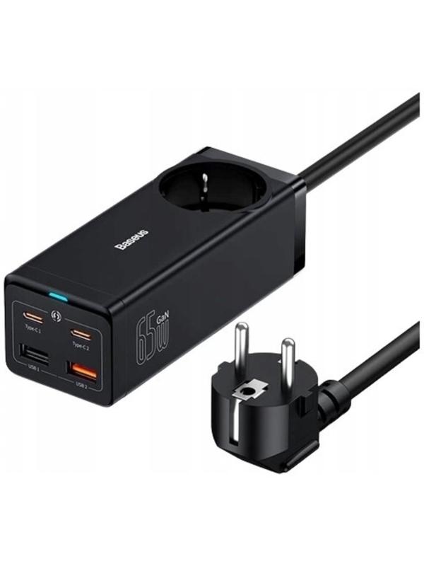 Зарядная станция Baseus PowerCombo, GAC+2U+2C 65W + Type-C-Type-C, PD, 100W, 1 м, чёрная