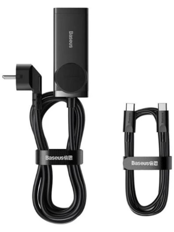 Зарядная станция Baseus PowerCombo, GAC+2U+2C 65W + Type-C-Type-C, PD, 100W, 1 м, чёрная