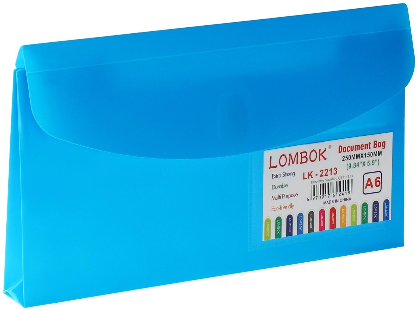 Папка-конверт на липучке А65, 180 мкр, с расширением, карман для визиток, МИКС