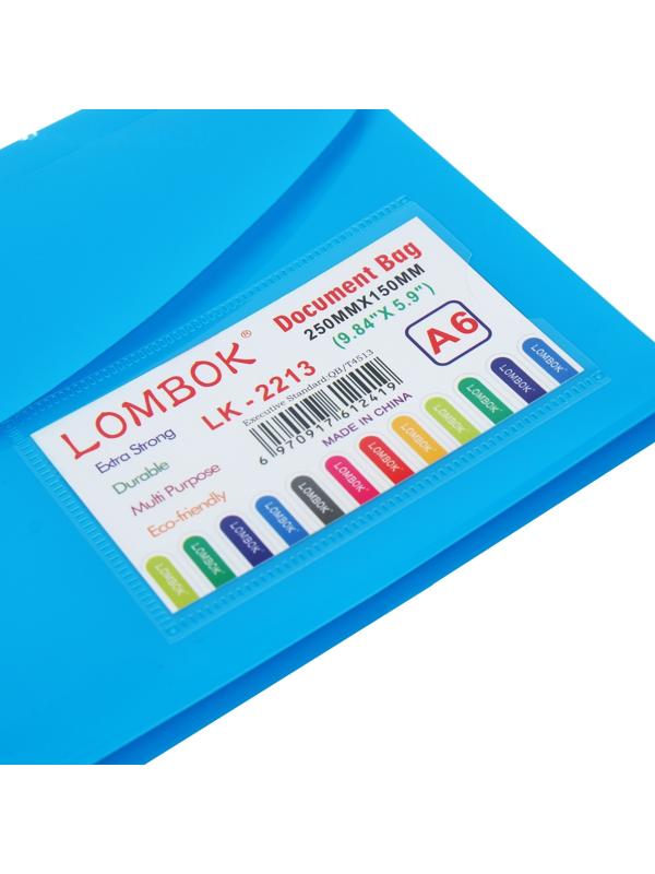 Папка-конверт на липучке А65, 180 мкр, с расширением, карман для визиток, МИКС