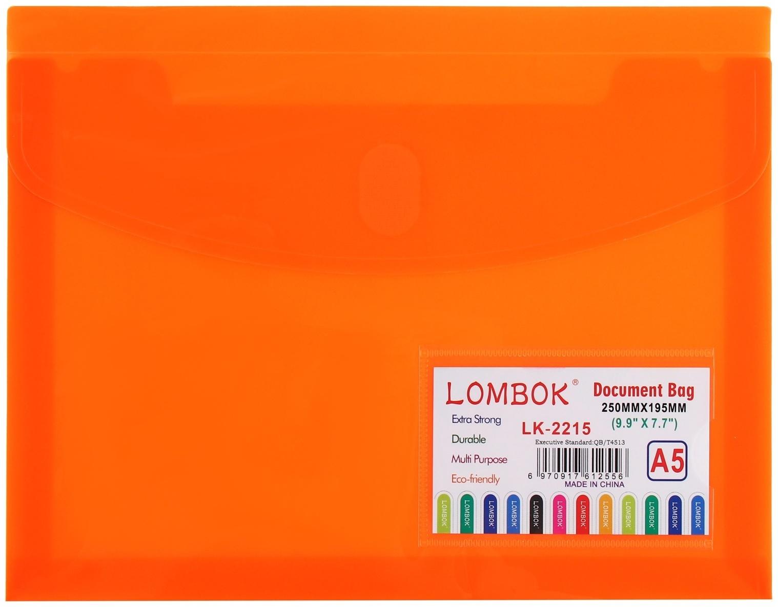 Папка-конверт на липучке А5, 180 мкр, с расширением, карман для визиток, МИКС