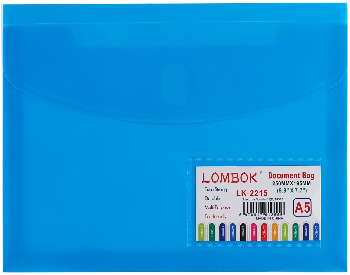 Папка-конверт на липучке А5, 180 мкр, с расширением, карман для визиток, МИКС