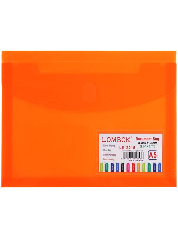 Папка-конверт на липучке А5, 180 мкр, с расширением, карман для визиток, МИКС