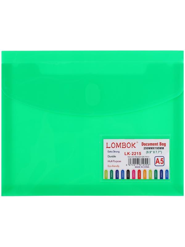 Папка-конверт на липучке А5, 180 мкр, с расширением, карман для визиток, МИКС