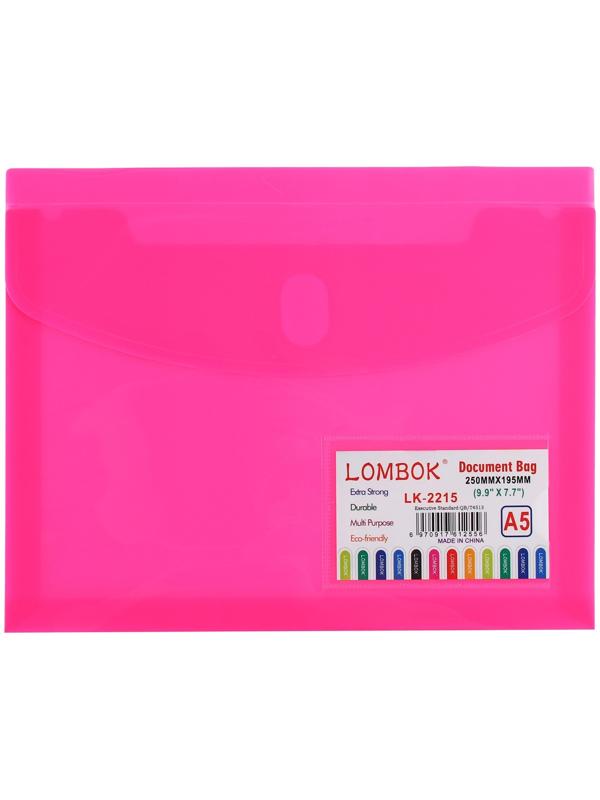 Папка-конверт на липучке А5, 180 мкр, с расширением, карман для визиток, МИКС