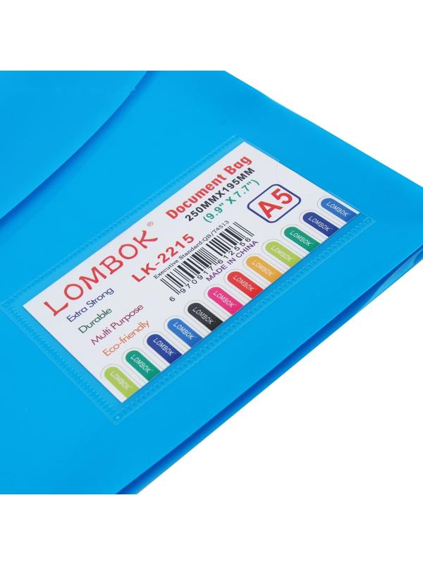 Папка-конверт на липучке А5, 180 мкр, с расширением, карман для визиток, МИКС