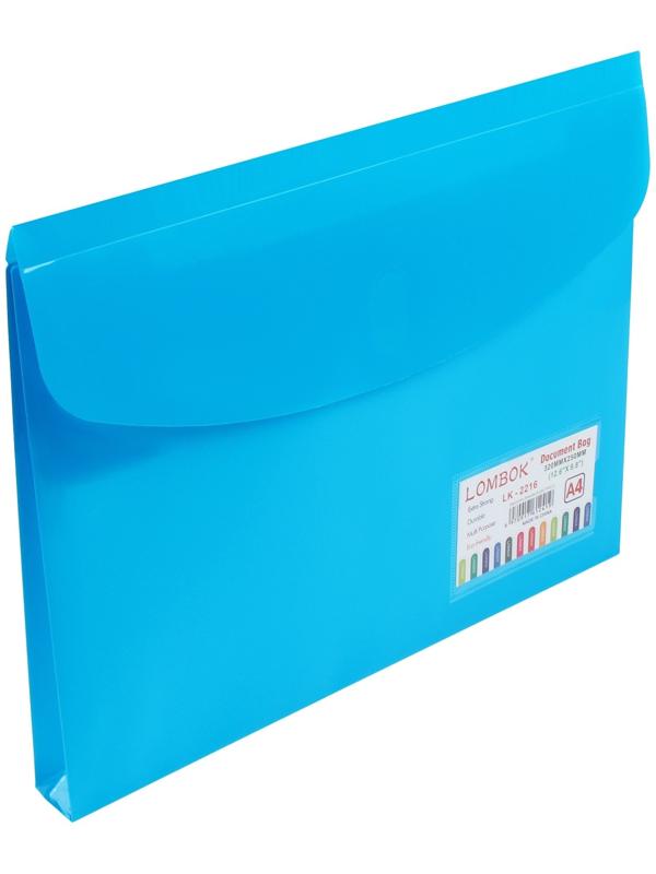 Папка-конверт на липучке А4, 180 мкр, с расширением, карман для визиток, МИКС