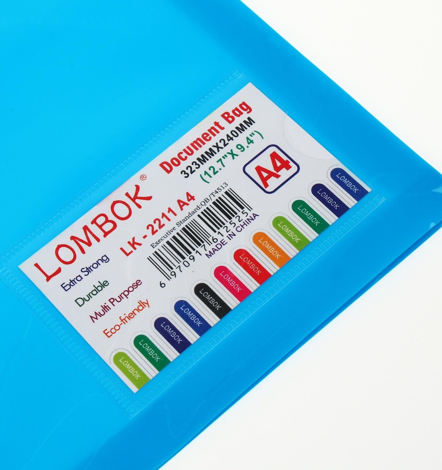 Папка-конверт на кнопке А4, 500 мкр, с расширением, вертикальная, карман для визиток, МИКС