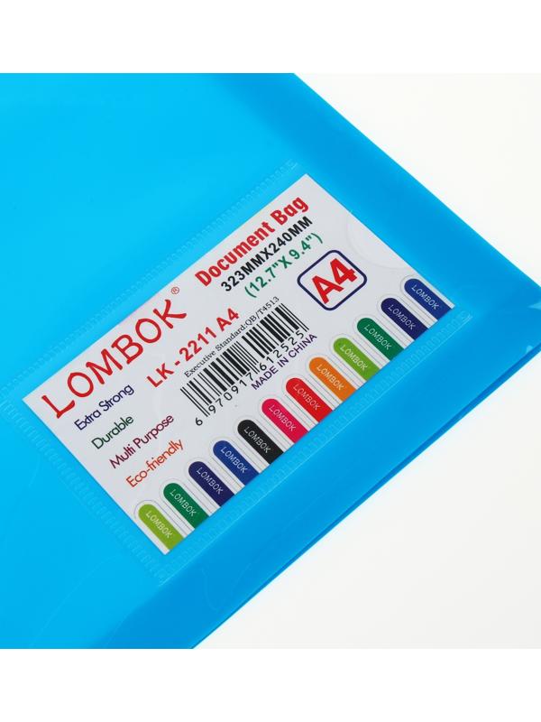 Папка-конверт на кнопке А4, 500 мкр, с расширением, вертикальная, карман для визиток, МИКС