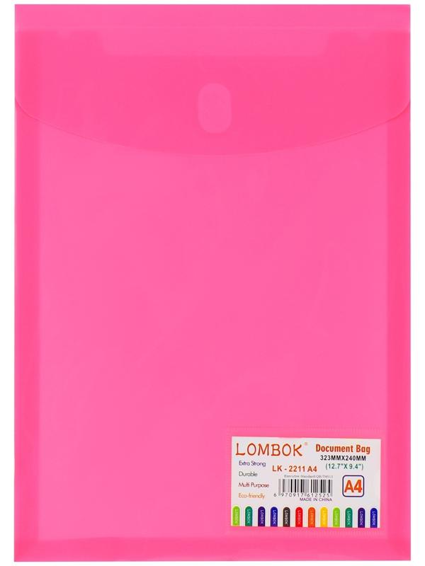 Папка-конверт на кнопке А4, 500 мкр, с расширением, вертикальная, карман для визиток, МИКС