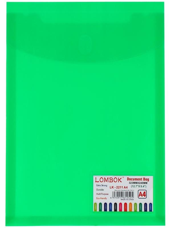 Папка-конверт на кнопке А4, 500 мкр, с расширением, вертикальная, карман для визиток, МИКС