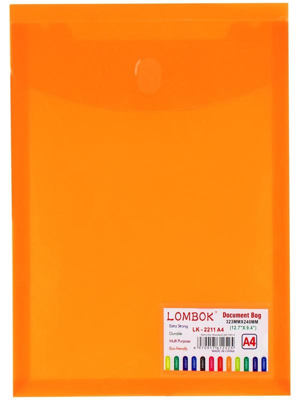 Папка-конверт на кнопке А4, 500 мкр, с расширением, вертикальная, карман для визиток, МИКС