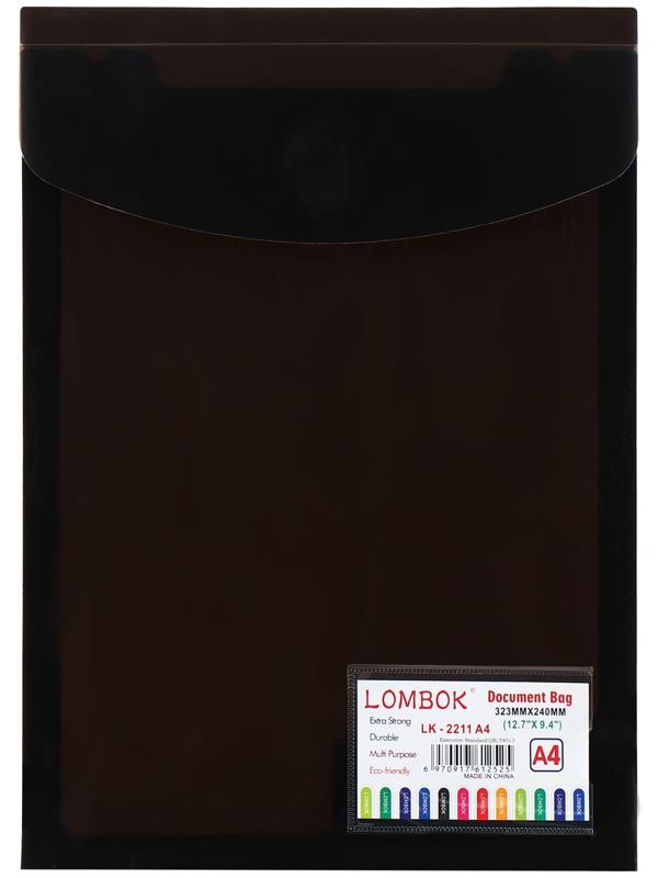 Папка-конверт на кнопке А4, 500 мкр, с расширением, вертикальная, карман для визиток, МИКС