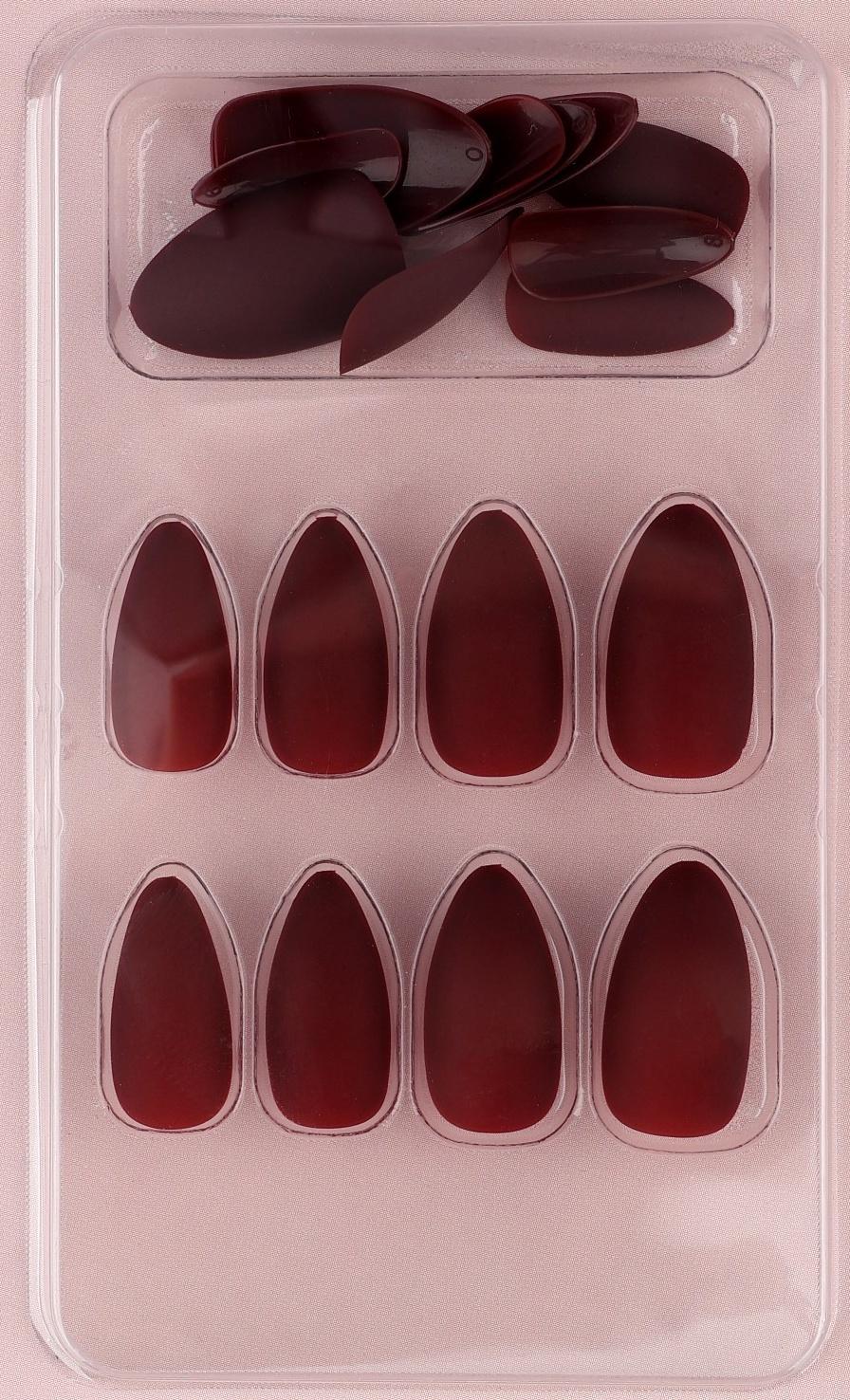 Накладные ногти «Бордо», 24 шт, клеевые пластины, форма миндаль, цвет матовый бордовый
