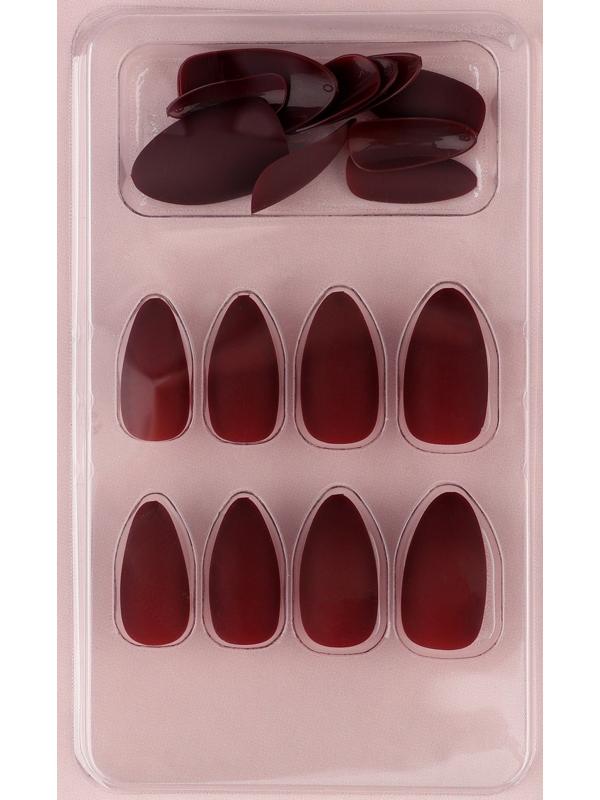 Накладные ногти «Бордо», 24 шт, клеевые пластины, форма миндаль, цвет матовый бордовый