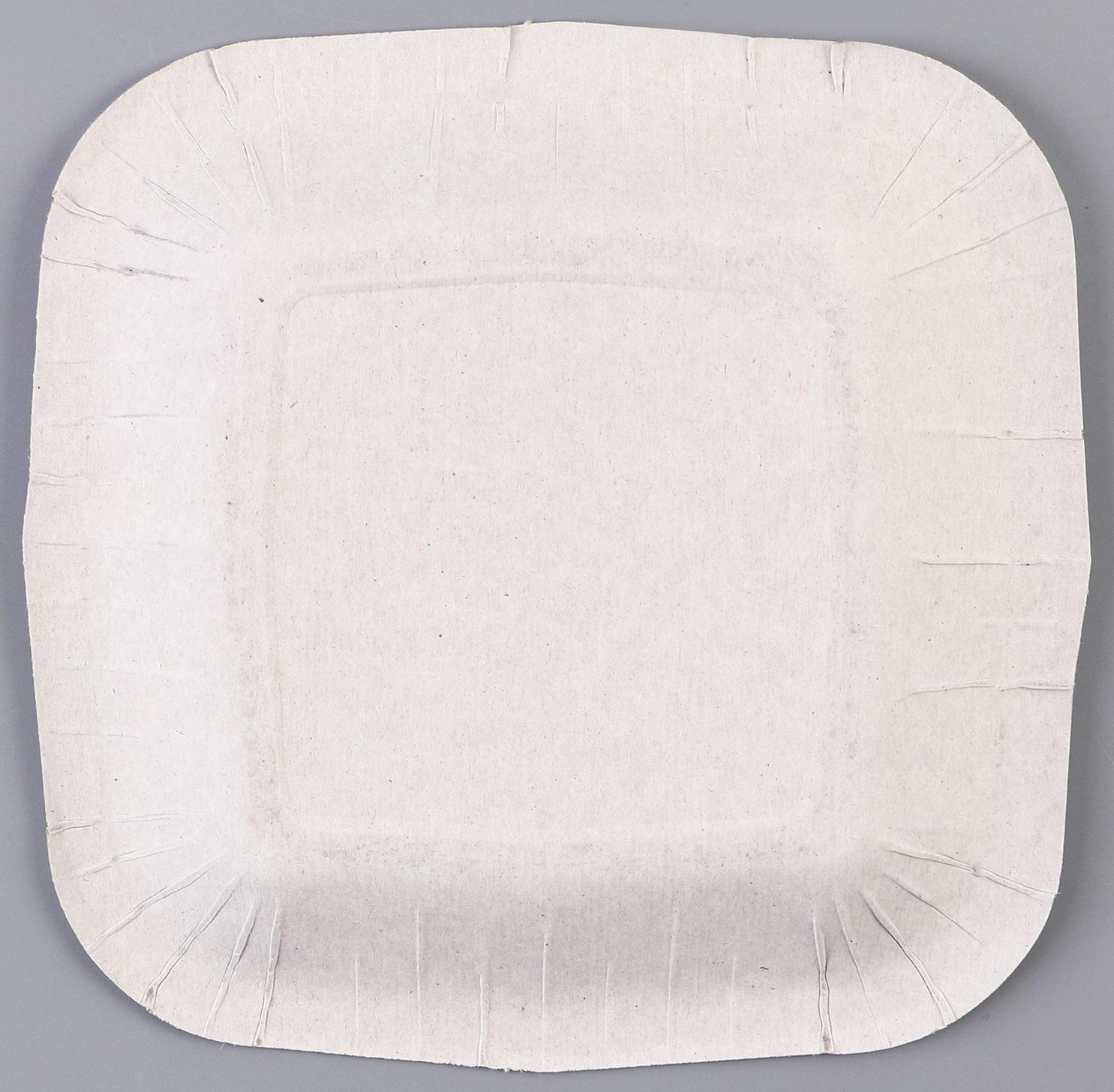 Тарелка бумажная квадратная, оранжевая, квадратная, 16,5х16,5 см