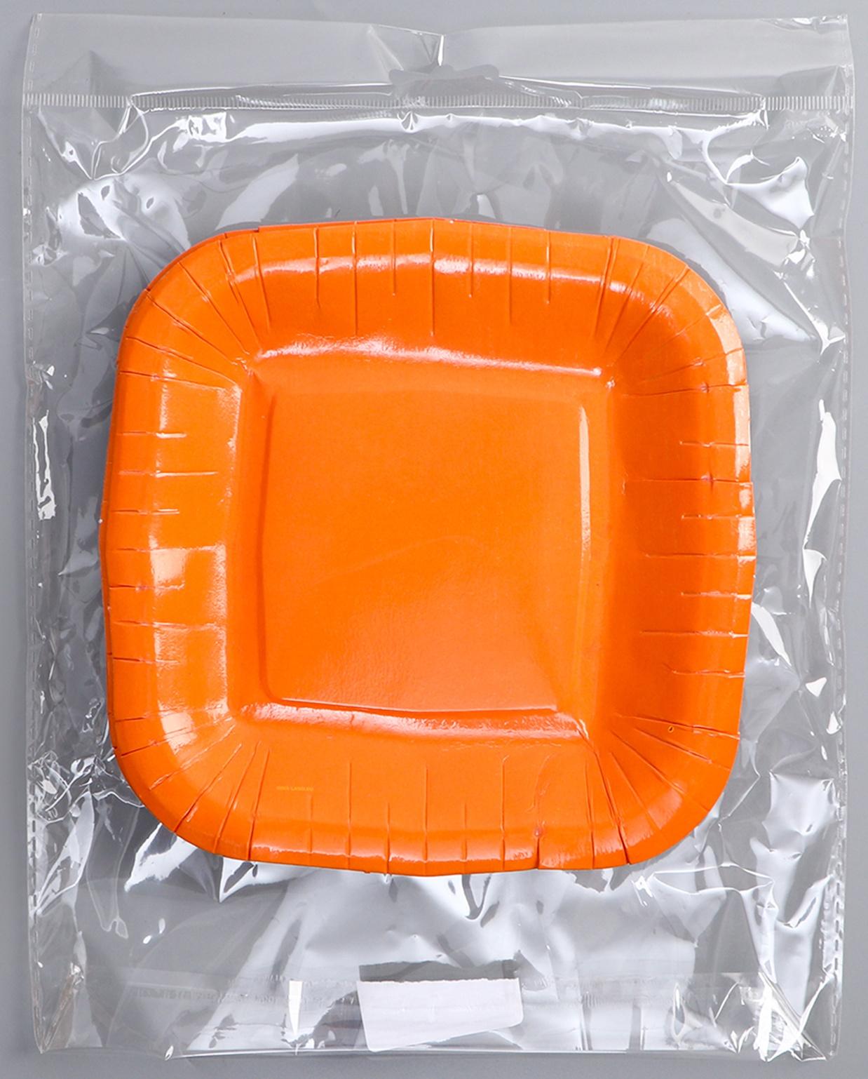 Тарелка бумажная квадратная, оранжевая, квадратная, 16,5х16,5 см