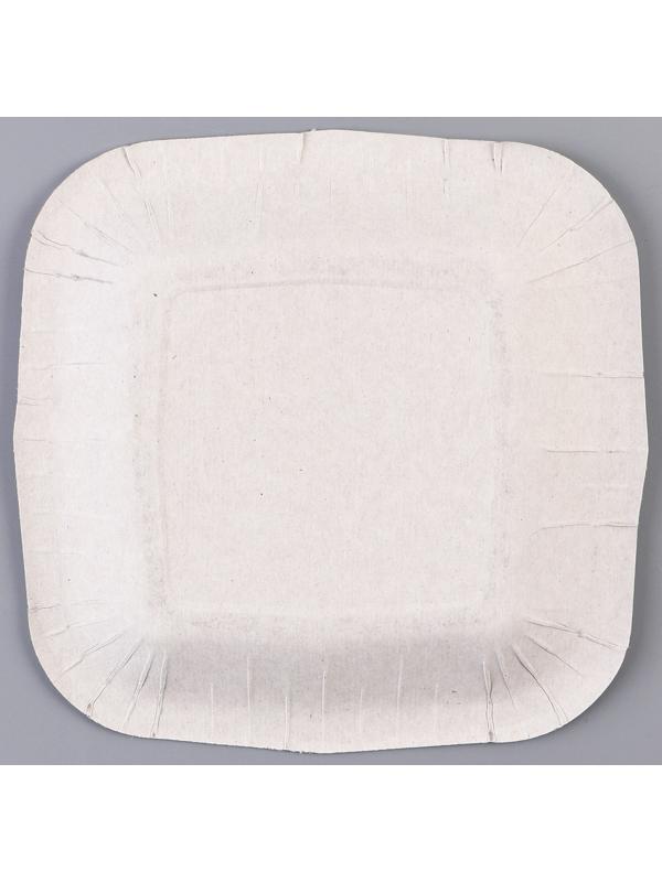 Тарелка бумажная квадратная, оранжевая, квадратная, 16,5х16,5 см