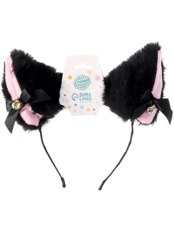 Карнавальный ободок «Ушки аниме», цвет чёрный