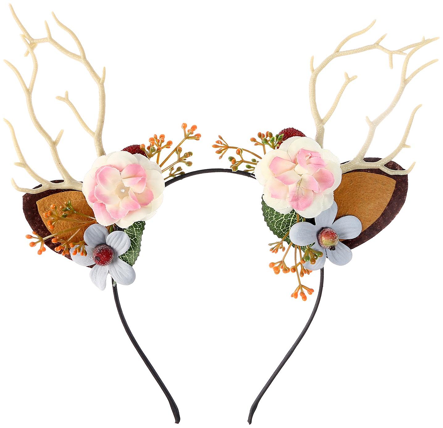 Карнавальный ободок «Ушки с цветами»