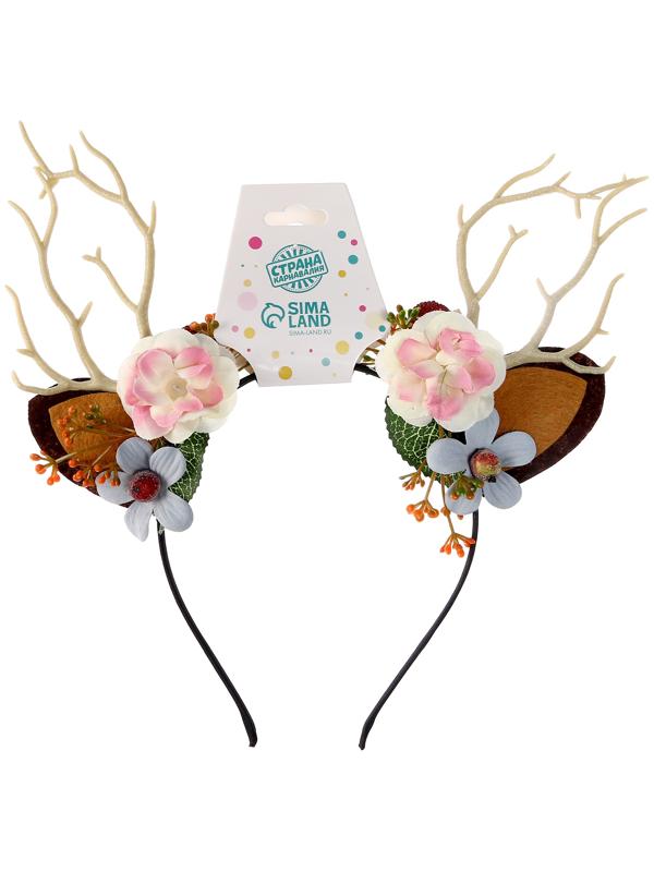 Карнавальный ободок «Ушки с цветами»
