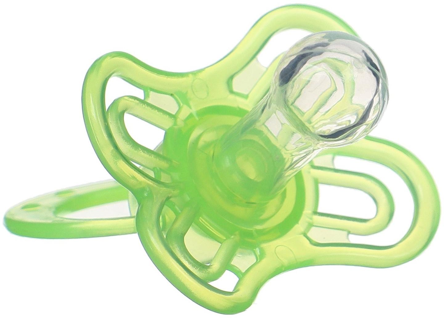 Набор Соска - пустышка с держателем, SL, КЛ +6 мес., с колпачком «Бабочка», зеленый