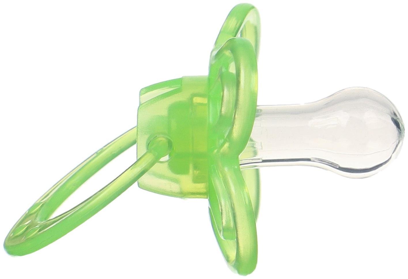 Набор Соска - пустышка с держателем, SL, КЛ +6 мес., с колпачком «Бабочка», зеленый