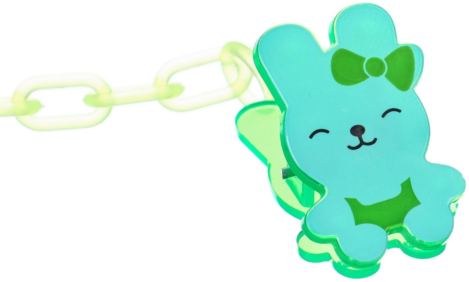 Набор Соска - пустышка с держателем, SL, КЛ +6 мес., с колпачком «Бабочка», зеленый