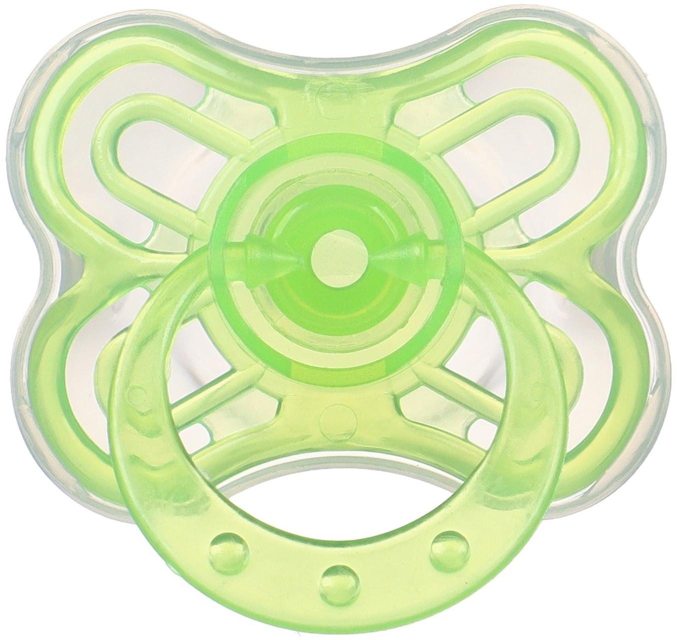 Набор Соска - пустышка с держателем, SL, КЛ +6 мес., с колпачком «Бабочка», зеленый